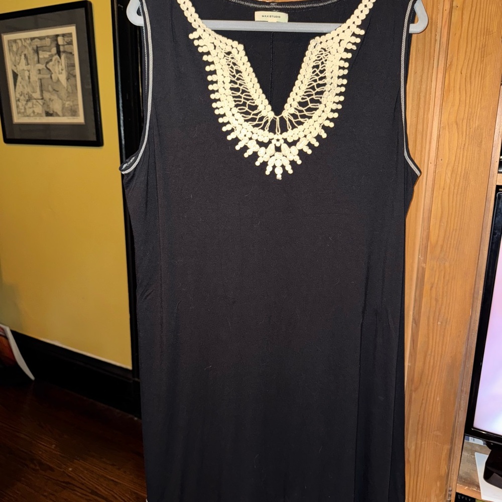 Max Studio Black Dress with Cream Accents